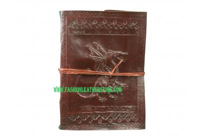 Embossed Brown Handmade Dragon Leather  Journal Diary Lock 120 sheets hand made paper Blank Journal